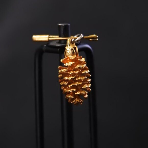 Gold Dipped Miniature Pinecone Necklace - Picture 7 of 7